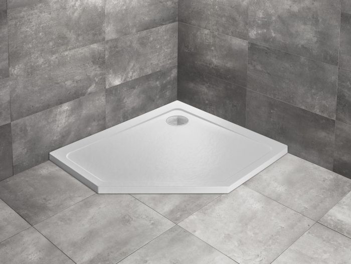 Radaway Doros PT E Stone Brodzik pięciokątny lewy 100x90 cm biały SDRPT1090-01-04SL