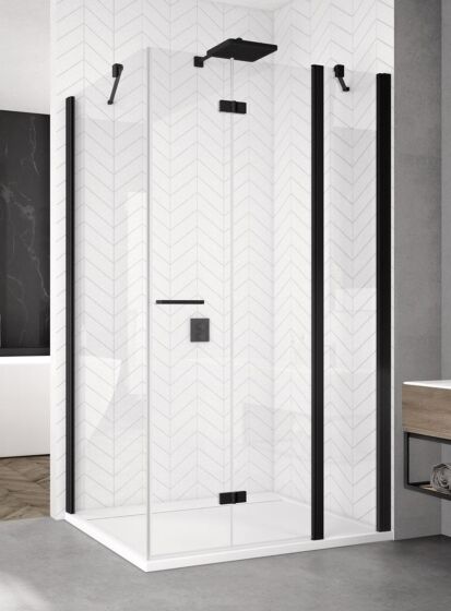 Ronal Solino Kabina prysznicowa drzwi PRAWE ze ścianką boczną 160x120 cm czarny mat SOLF13D1600607+SOLT112000607