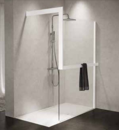 NOVELLINI KUADRA H System frame kit z relingiem mocowany do ściany lewa inox R80KUFRE10SZ
