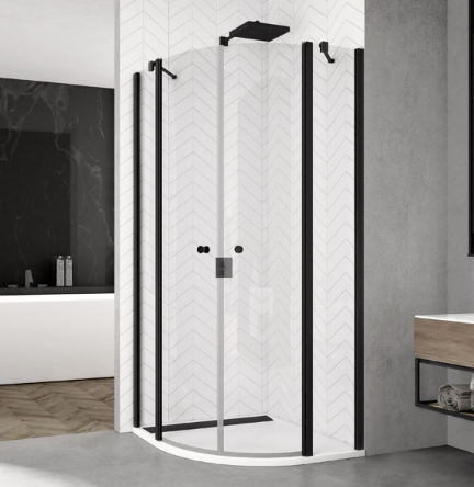 Ronal - Sanswiss Solino Kabina półokrągła R=55 90x90 cm czarny mat SOR550900607