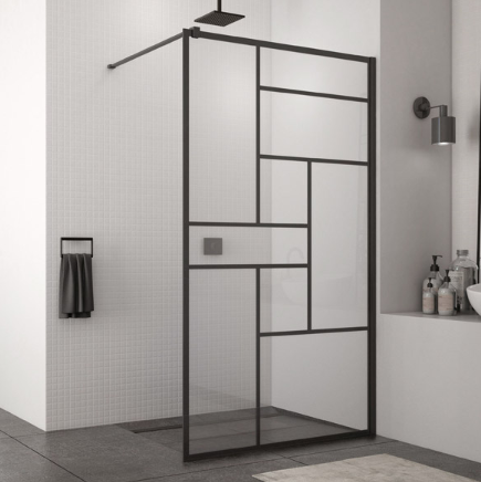 Ronal - Sanswiss Easy Loft 73 Ścianka wolnostojąca walk-in 140 cm (138,5-140,5 cm) profil czarny mat STR4P1400673