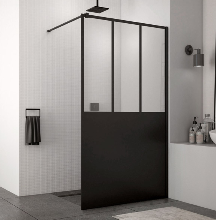 Ronal - Sanswiss Easy Loft Attic 69 Ścianka wolnostojąca walk-in 140 cm (138,5-140,5 cm) profil czarny mat STR4P1400669