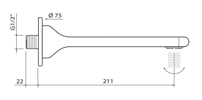 Rysunek techniczny wylewki Vedo Cento VBC1033