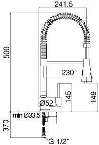 Paffoni Stick bateria kuchenna z wyciąganą wylewką SK178CR rysunek techniczny, wymiary