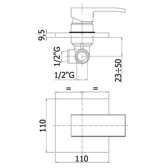 Paffoni Level bateria natryskowa podtynkowa LEC015CR rysunek techniczny