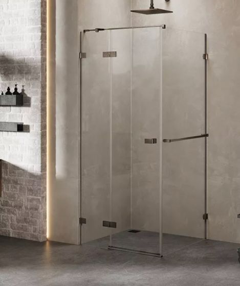 New Trendy Avexa Gumetal Brushed Kabina z wieszakiem 80x80 cm prawa, szkło 6 mm, gunmetal brushed EXK-3289