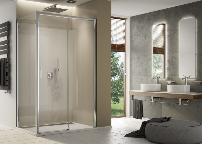 Ronal - Sanswiss Top Line S Kabina prysznicowa drzwi prawe ze ścianką boczną 160x80 cm profil biały TLS2D1600407+TOPF20800407