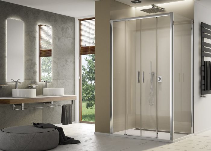 Ronal - Sanswiss Top Line S Kabina prysznicowa 120x120 cm profil srebrny mat TLS41200107+TOPF21200107