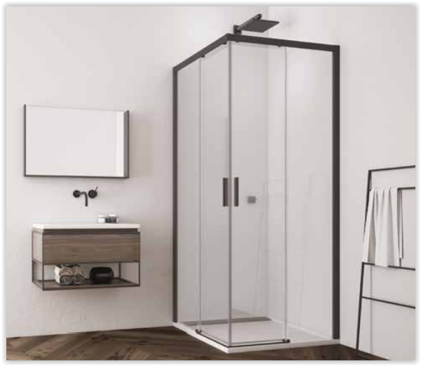 Ronal - Sanswiss Top Line S TLS G+D Kabina prostokątna 120x80 cm profil czarny mat TLSG1200607+TLSD0800607