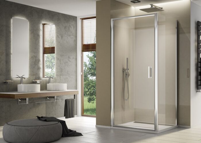 Ronal - Sanswiss Top Line S Kabina prysznicowa  ze ścianką boczną 90x70 cm profil srebrny mat TLSP0900107+TOPF20700107