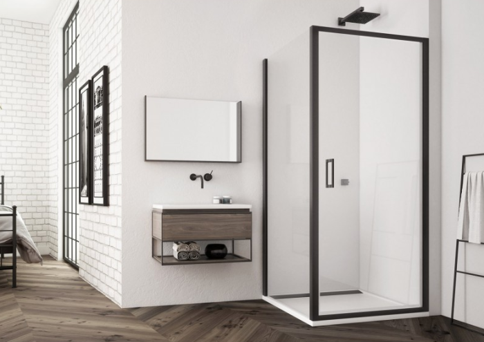 Ronal - Sanswiss Top Line S Kabina prostokątna 90x140 cm profil czarny mat TLSP0900607+TOPF21400607