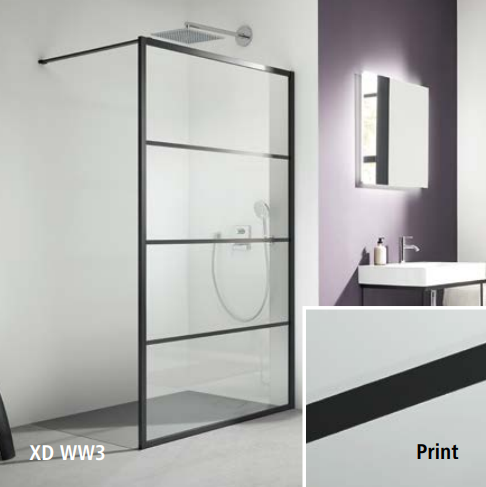Kermi Dark Edition XD WW3 Kabina prysznicowa Walk-In 160 cm (158-160 cm) profil czarny XD WW3 16020 3PK