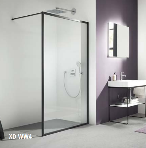 Kermi Dark Edition XD WW4 Kabina prysznicowa Walk-In 160 cm (158-160 cm) profil czarny XD WW4 16020 3PK