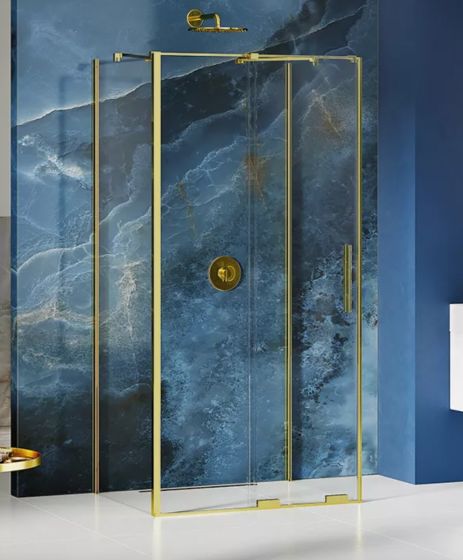 New Trendy SMART LIGHT GOLD Kabina przyścienna 130x100 cm, szkło 8 mm, jasne złoto EXK-4289