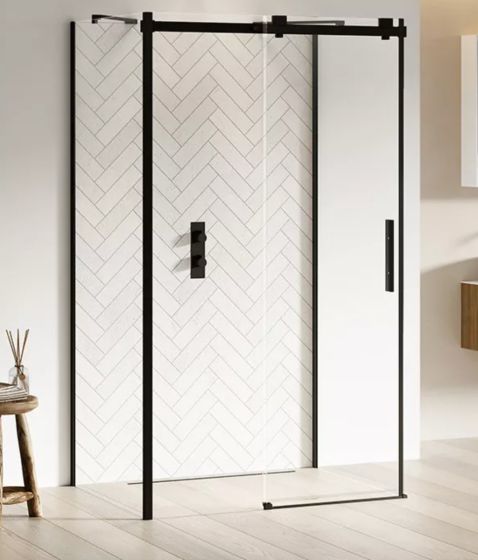 New Trendy SOFTI BLACK Kabina przyścienna 140x100 cm szkło 8 mm, soft close, czarny mat EXK-4004