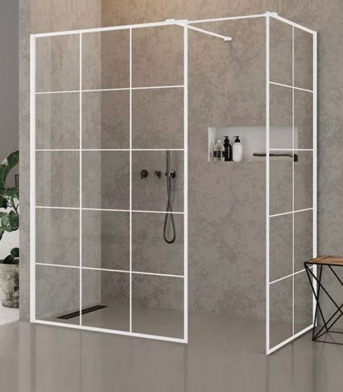 New Trendy NEW MODUS WHITE Kabina walk-in 170x90 cm szkło 8 mm, biała z kratką EXK-2313