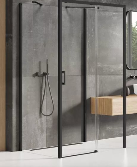 New Trendy PRIME BLACK Kabina przyścienna 160x90 cm prawa, szkło 6 mm, czarna K-0962