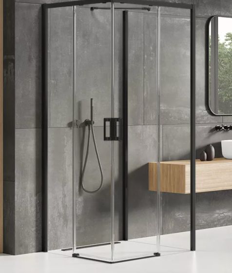 New Trendy PRIME BLACK Kabina przyścienna 90x90 cm wejście narożne, czarny mat K-0998