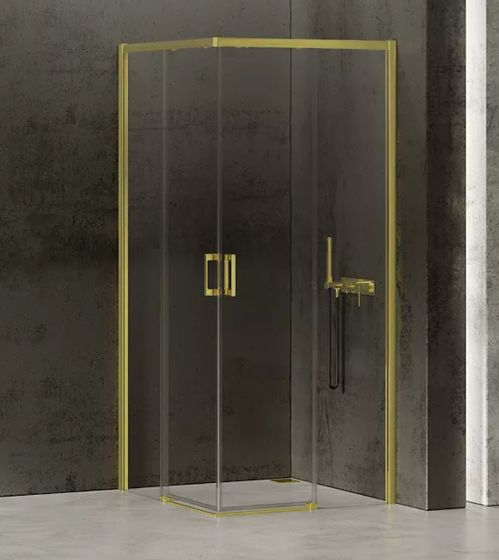 New Trendy PRIME LIGHT GOLD Kabina prysznicowa 80x80 cm wejście z narożnika, jasne złoto D-0416A/D-0417A