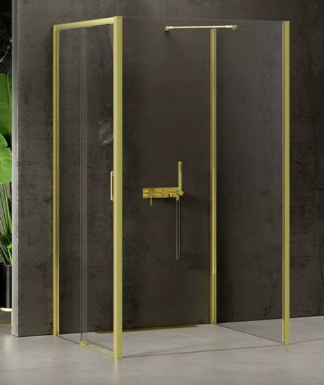 New Trendy PRIME LIGHT GOLD Kabina przyścienna 110x100 cm prawa, jasne złoto K-1175
