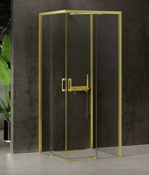 New Trendy PRIME LIGHT GOLD Kabina prysznicowa 90x100 cm lewa, wejście z narożnika, jasne złoto K-1191