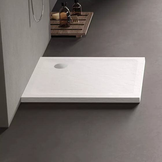 New Trendy MILD STONE Brodzik kwadratowy 90x90 cm ze strukturą kamienia naturalnego, czarny B-0584