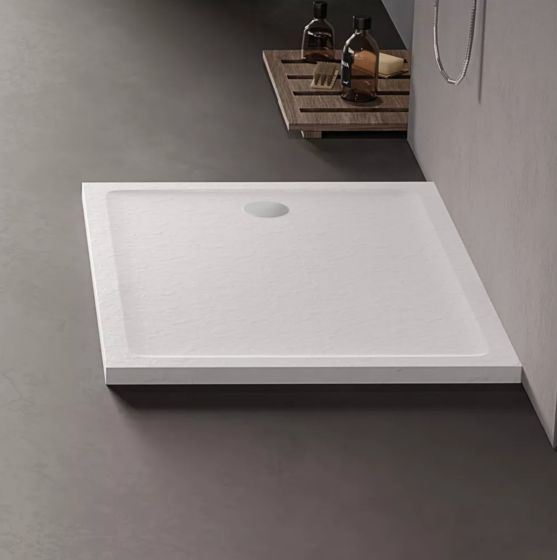 New Trendy MILD STONE Brodzik 80x160 cm ze strukturą kamienia naturalnego, biały B-0553