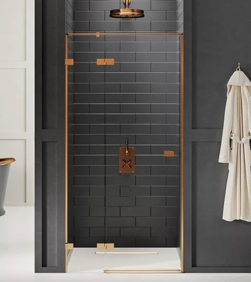 New Trendy Avexa Copper Brushed Drzwi uchylne 90 cm prawe, szkło 6 mm, copper brushed EXK-3534