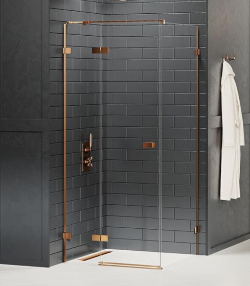 New Trendy Avexa Copper Brushed Kabina prysznicowa 80x80 cm lewa, szkło 6 mm, copper brushed  EXK-3546