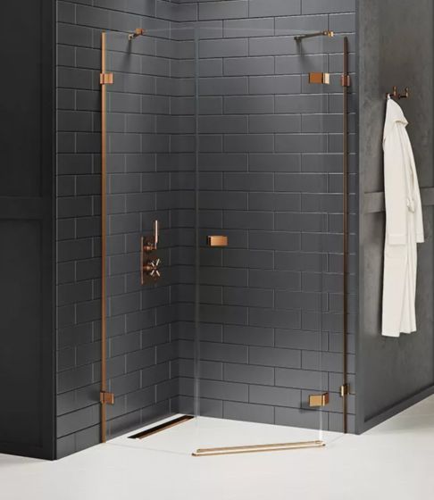 New Trendy Avexa Copper Brushed Kabina pięciokątna 100x80 cm prawa, szkło 6 mm, copper brushed EXK-3828