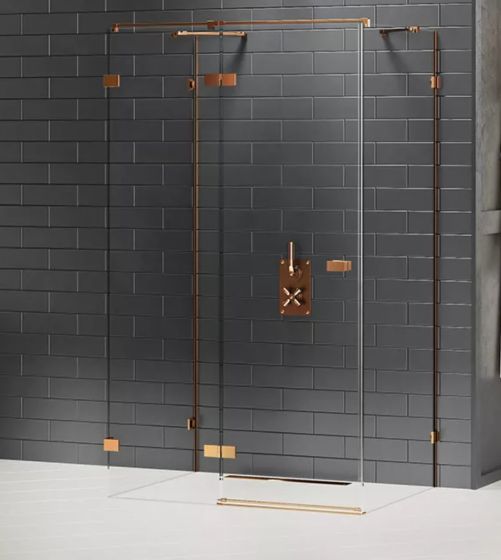 New Trendy Avexa Copper Brushed Kabina przyścienna 80x80 cm prawa, szkło 6 mm, copper brushed EXK-3721