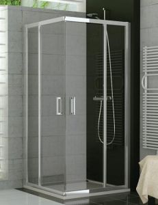 Narożna kabina prysznicowa, drzwi otwierane na zewnątrz, profil srebrny połysk, Top Line TED2D10005007+TED2G10005007 firmy SanSwiss.