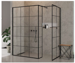 New Trendy New Modus Black ścianka prysznicowa Walk-In 80 cm boczna nadrukiem 