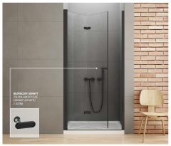 New Trendy New Soleo Black Drzwi prysznicowe wnękowe 70 cm lewe