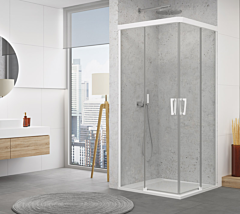 Ronal - Sanswiss Cadura kabina 80 X 80 cm wejście narożne rozsuwane dwuczęściowe białe 