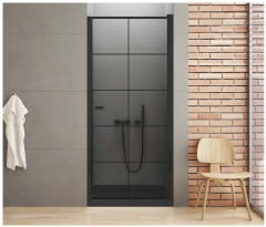 New Trendy New Soleo Black Drzwi prysznicowe ze wzorem 80 cm 