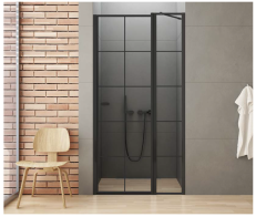 New Trendy New Soleo Black Drzwi prysznicowe ze wzorem 90 cm lewe ze wspornikiem skośnym