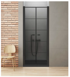 New Trendy New Soleo Black Drzwi prysznicowe dwudrzwiowe 80 cm ze wzorem 