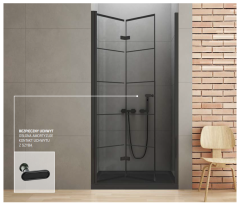 New Trendy New Soleo Black Drzwi prysznicowe 90 cm ze wzorem lewe