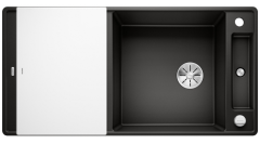 Blanco Axia III 6 S Silgranit PuraDur Czarny odwracalny z korkiem automatycznym, deska szkło białe, odsączarka stalowa 