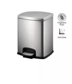 Stella Premium Kosz pedałowy prostokątny 8 L, soft close, srebrny 