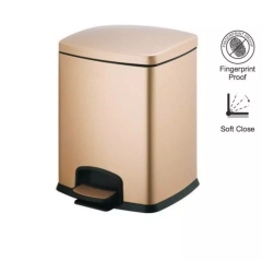 Stella Premium Kosz pedałowy prostokątny 8 L, soft close, złoty 