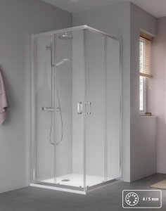 Kermi Stina Kabina prysznicowa (drzwi narożne) 90 cm srebro wysoki połysk