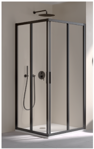 Kermi Cada XS Kabina prysznicowa 75 cm, drzwi przesuwne, lewe połowa czarny soft