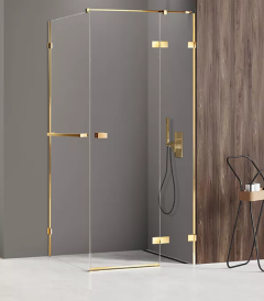 New Trendy Avexa Gold Shine Kabina prysznicowa 90x100 cm lewa z wieszakiem, szkło 6 mm, złoty połysk
