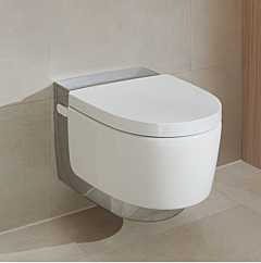 Geberit AquaClean Mera toaleta myjąca 36 x 59 x 38 cm wisząca bez kołnierza biała/panel chrom