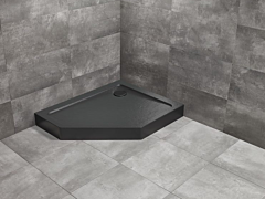 Radaway Doros PT E Compact brodzik 100x90 Prawy pięciokątny asymetryczny Stone Czarny
