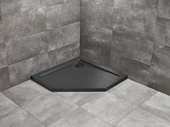 Radaway Doros PT brodzik 90x90 pięciokątny Stone Czarny