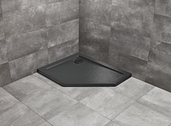 Radaway Doros PT E brodzik 100x90 Lewy pięciokątny asymetryczny Stone Czarny