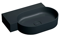 Omnires OVO M+ umywalka nablatowa/wisząca lewa 64x44 cm black lava mat